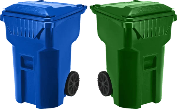 Blue and Green Recycling Bins PNG Transparent Background