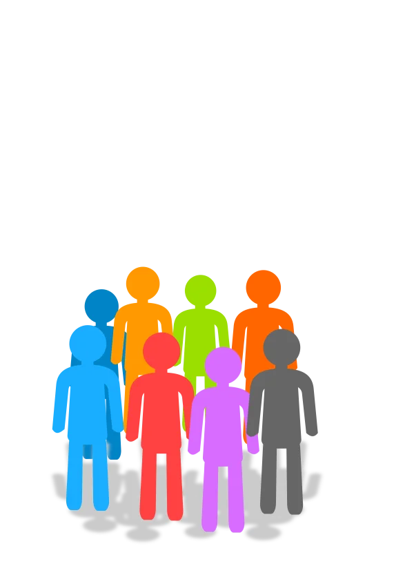 Colorful Stick Figures Group PNG Transparent Background