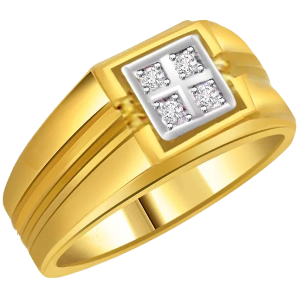 Gold Ring with Four Diamonds PNG Transparent Background