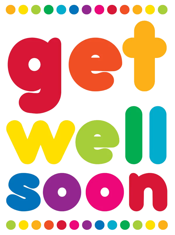 Colorful Get Well Soon Message PNG Transparent Background
