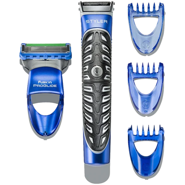Men's Blue Electric Trimmer and Razor Grooming Kit PNG