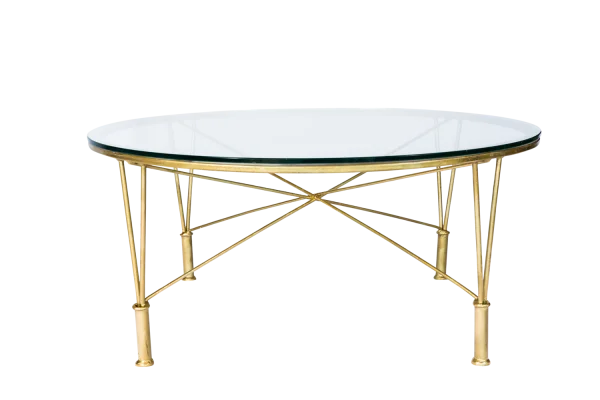 Golden Glass Coffee Table PNG Transparent