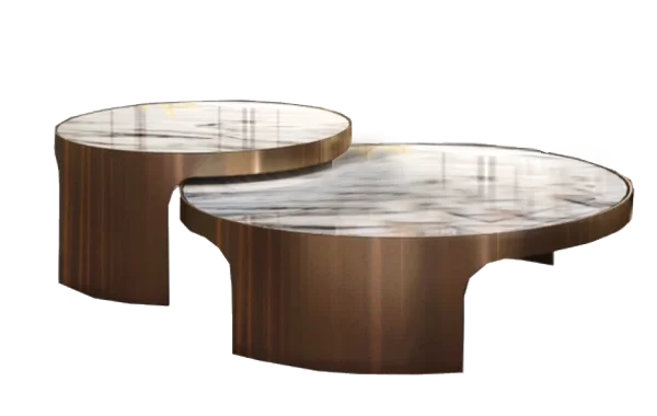 Modern Nested Marble Coffee Tables PNG Transparent Background