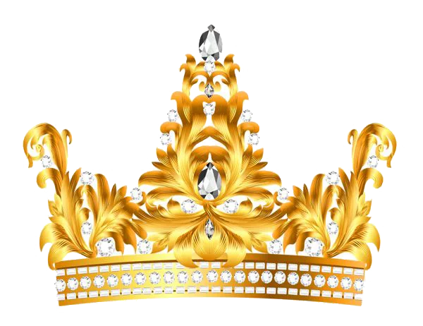 Golden Royal Crown with Diamonds PNG Transparent