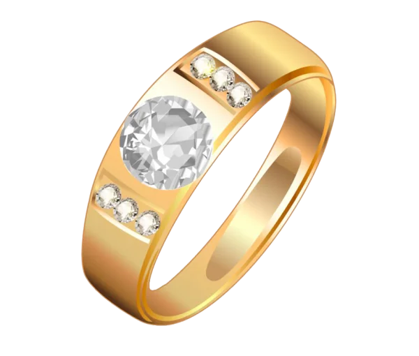Golden Diamond Ring PNG Transparent