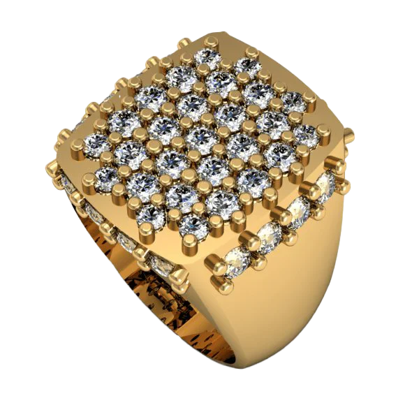 Gold Diamond Cluster Ring PNG Transparent