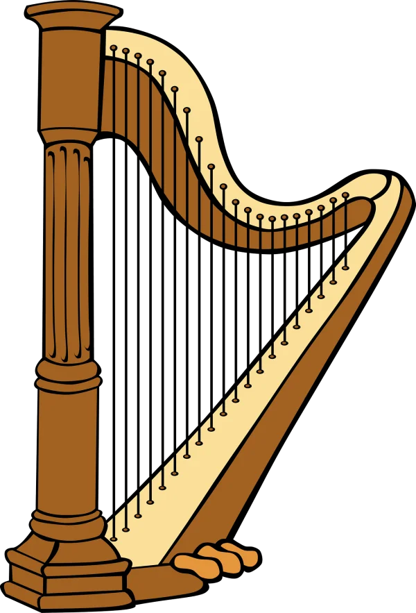 Cartoon Harp Musical Instrument PNG