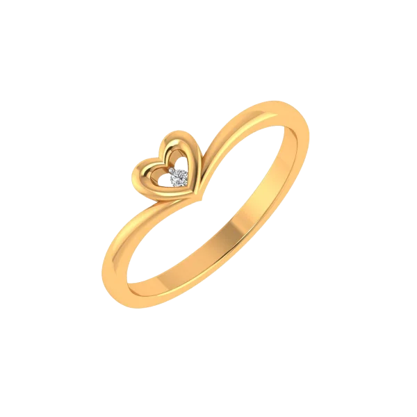 Golden Heart Ring with Diamond PNG