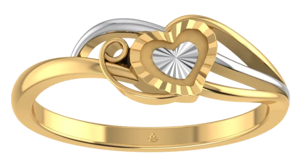 Two-Tone Gold and Silver Heart Ring PNG Transparent
