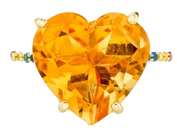 Yellow Heart Gemstone Ring PNG Transparent Background