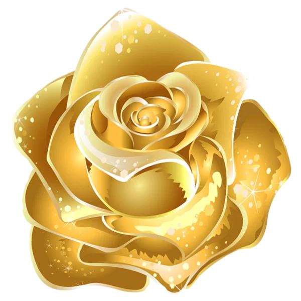 Shimmering Golden Rose PNG Transparent Background