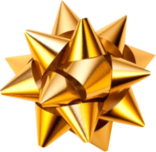 Golden Gift Bow PNG Transparent Background