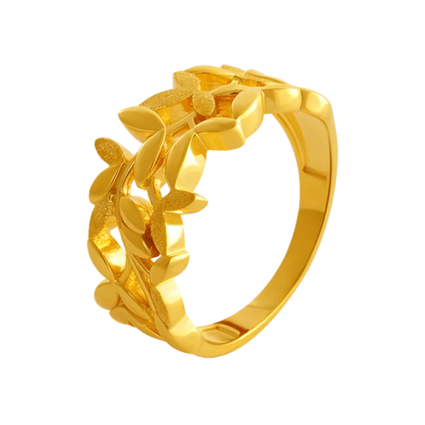 Gold Leaf Design Ring PNG Transparent