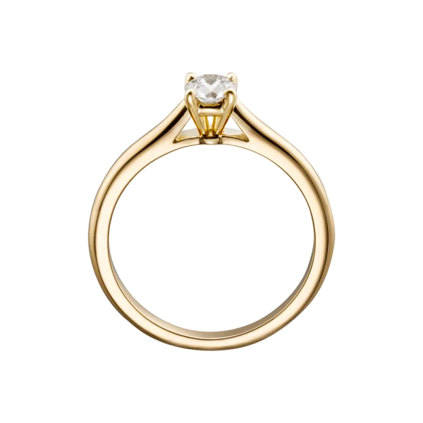 Golden Diamond Engagement Ring PNG Transparent Background