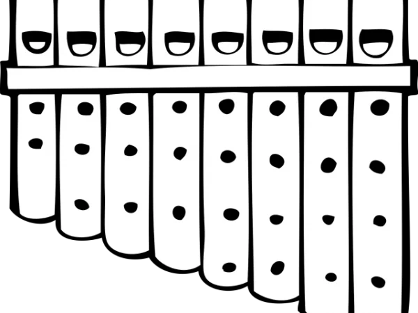 Pan Flute Instrument Black and White PNG