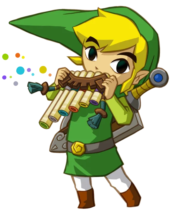 Toon Link Playing Pan Flute PNG Transparent Background
