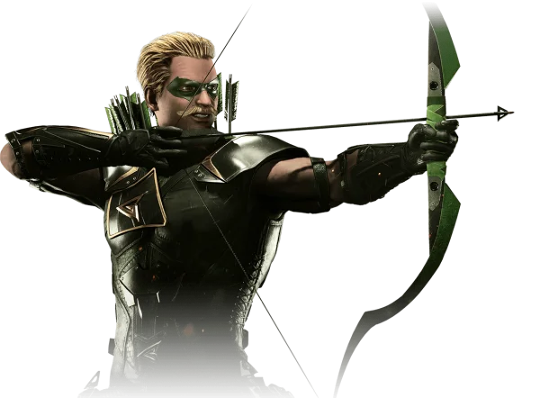 Green Arrow Archer Posing with Bow PNG Transparent