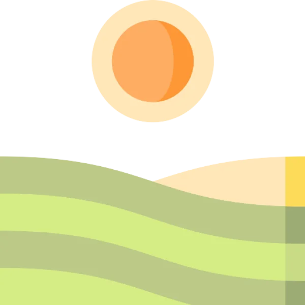 Minimalist Sun and Hills Landscape Icon PNG