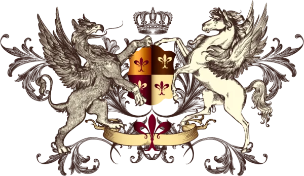 Vintage Heraldic Crest with Griffin and Pegasus