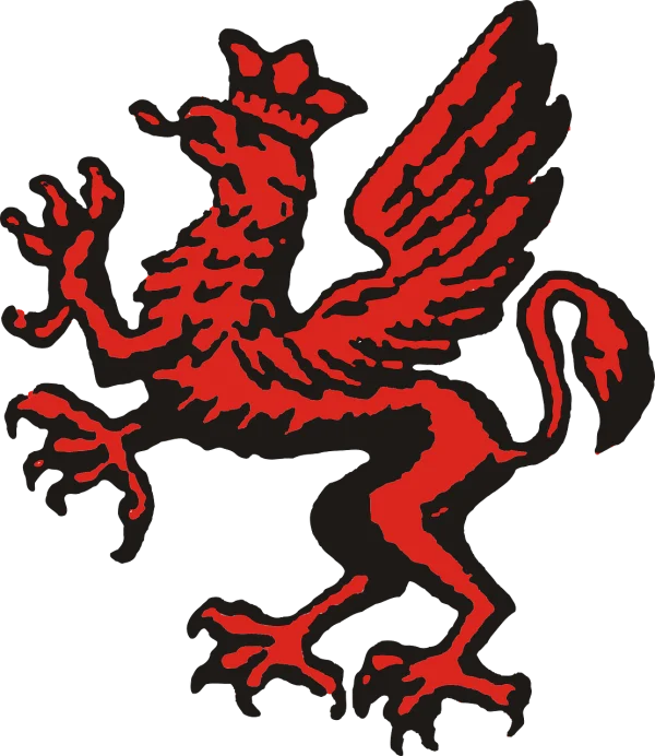 Red and Black Crowned Griffin PNG Transparent