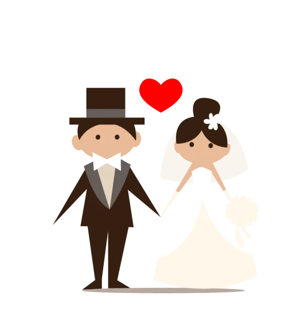 Cute Cartoon Wedding Couple PNG Transparent Background