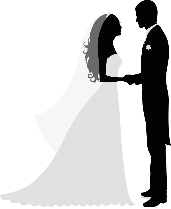 Bride and Groom Silhouette PNG Transparent Background