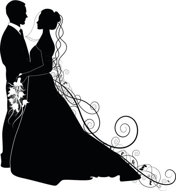 Wedding Couple Silhouette PNG Transparent Background