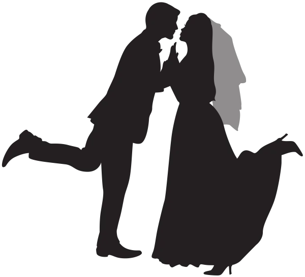 Wedding Couple Kissing Silhouette PNG