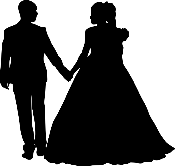 Wedding Couple Holding Hands Silhouette PNG