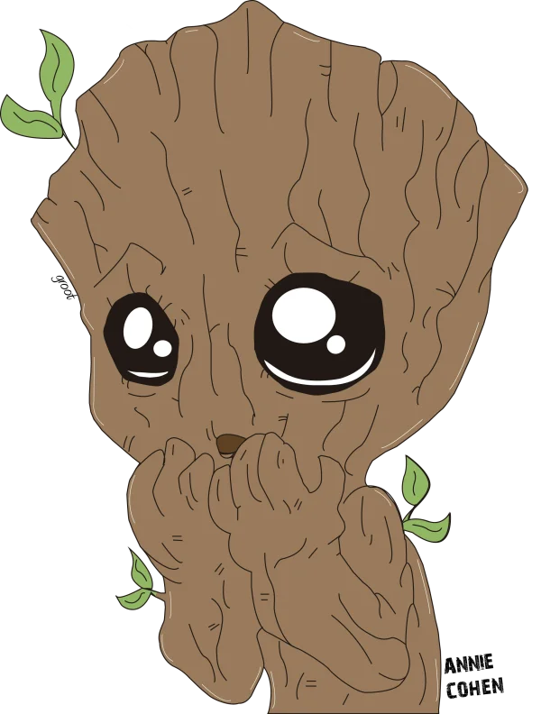 Cute Baby Groot Cartoon PNG Transparent Background