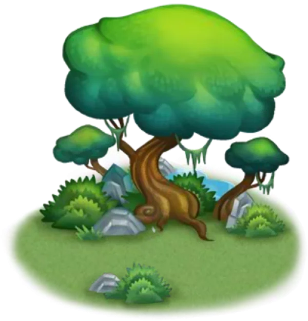 Fantasy Island Scene with Pond PNG Transparent Background