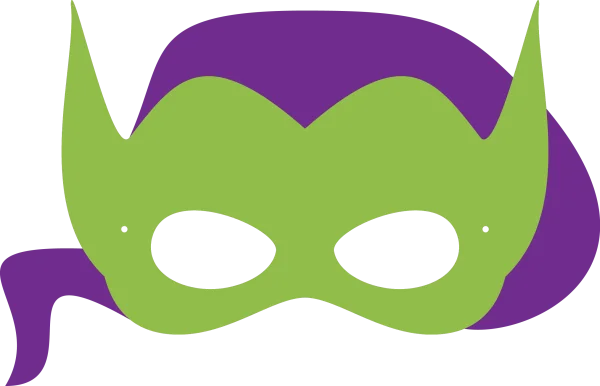 Green and Purple Cartoon Superhero Mask PNG