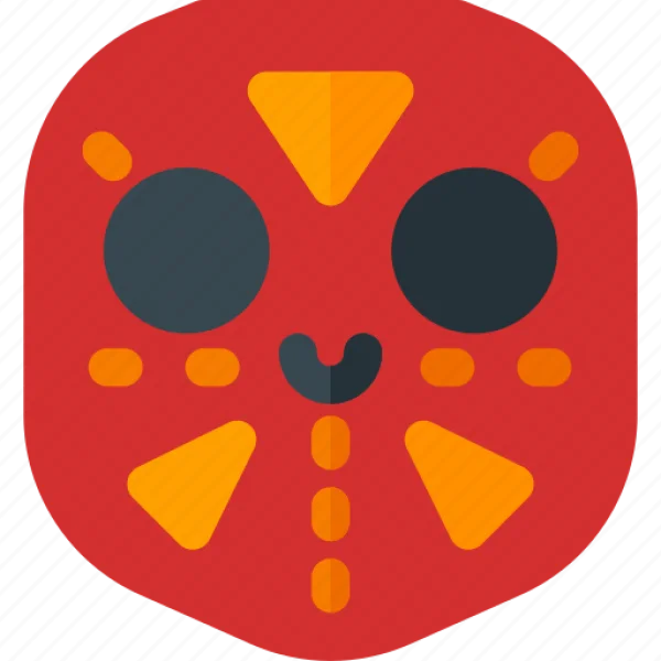 Stylized Red Skull Mask Icon PNG