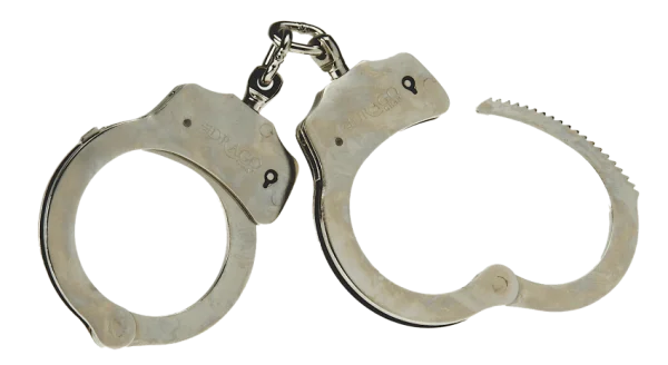 Silver Metal Handcuffs PNG Transparent Background
