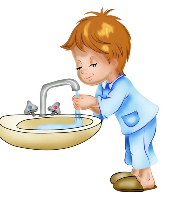 Boy Washing Hands in Sink PNG Clipart