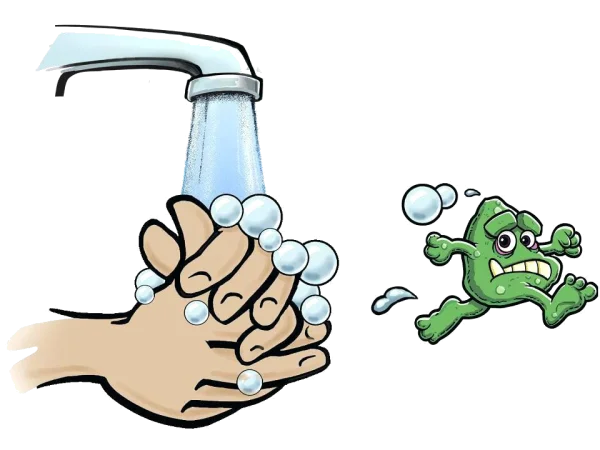 Handwashing Faucet and Running Germ PNG