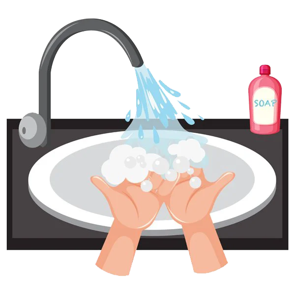 Hands Washing with Soap in Sink PNG