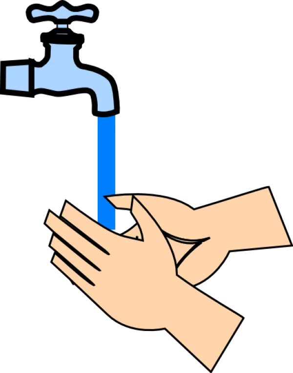 Hand Washing Under Faucet Cartoon PNG