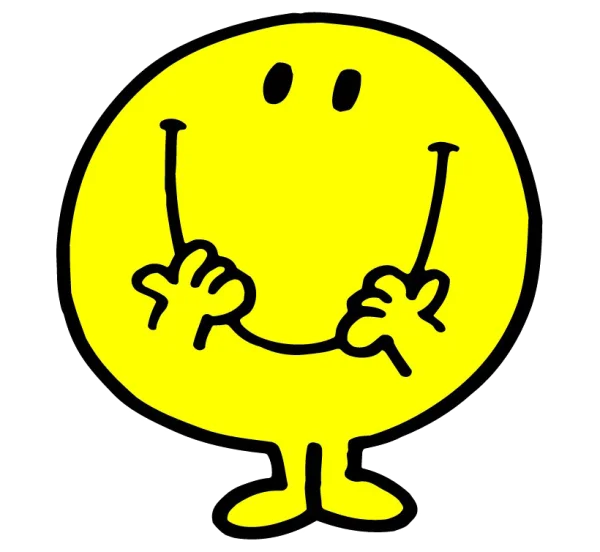 Mr. Happy Yellow Smiley Character PNG Transparent Background