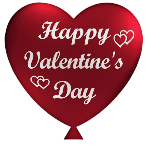 Happy Valentine's Day Heart Balloon PNG