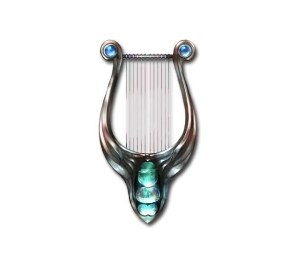 Fantasy Lyre with Glowing Gems PNG Transparent Background