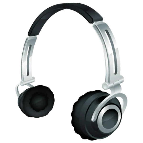 Black and Silver Headphones PNG Transparent Background