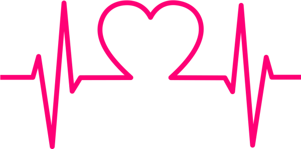 Pink Heartbeat EKG Line with Heart PNG