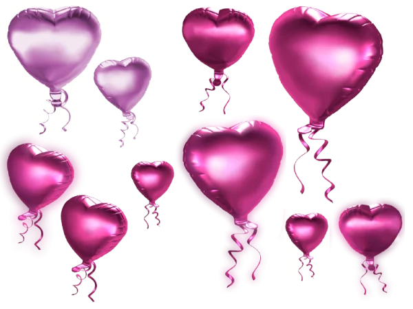 Pink and Purple Heart Balloons PNG Transparent Background