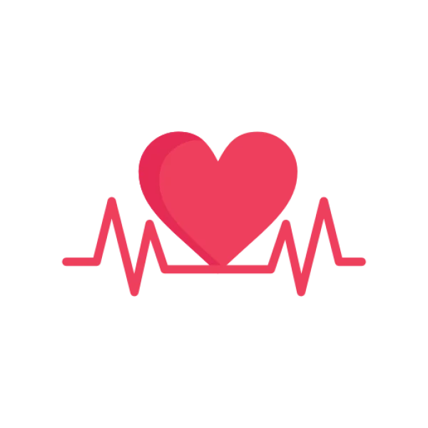 Red Heart and Pulse Line PNG Transparent Background