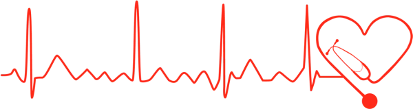 Red Heartbeat Line with Stethoscope PNG Transparent