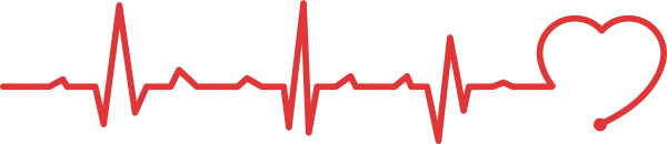 Red Heartbeat ECG Line with Heart PNG Transparent Background