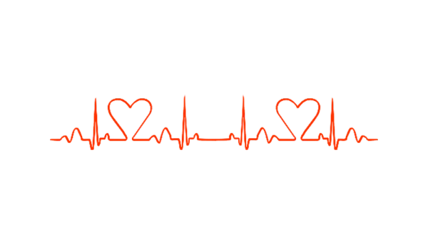 Heartbeat ECG Line with Hearts PNG Transparent Background