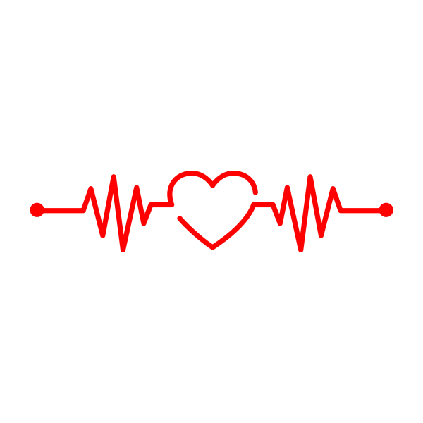 Red Heartbeat Line with Heart Symbol PNG