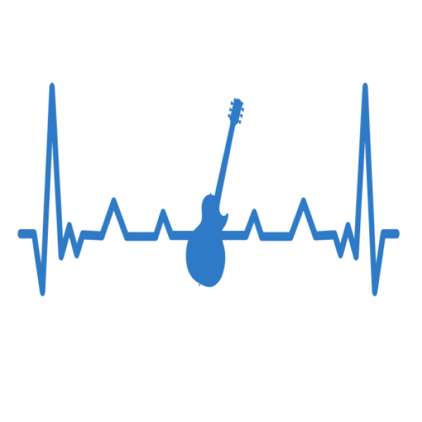 Blue Electric Guitar Heartbeat PNG